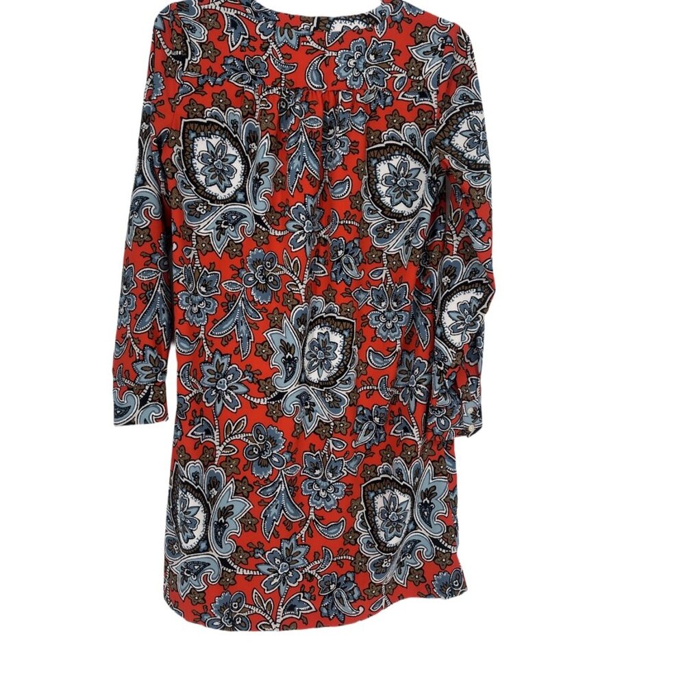 LOFT Red Blue Paisley Floral Shift Dress Small - Picture 4 of 6